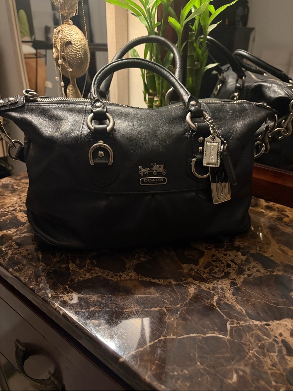 Authentic Coach Ashley Madison 2Way
Leather Handbag Dark Brown 20cm
Genuine Leat